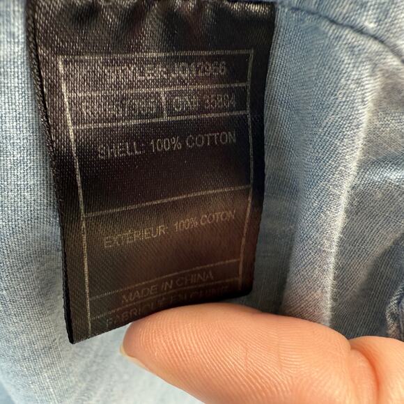 Womens Jack chambray jacket - blue - hooded - zip up - denim - cotton - size M - Picture 12 of 12